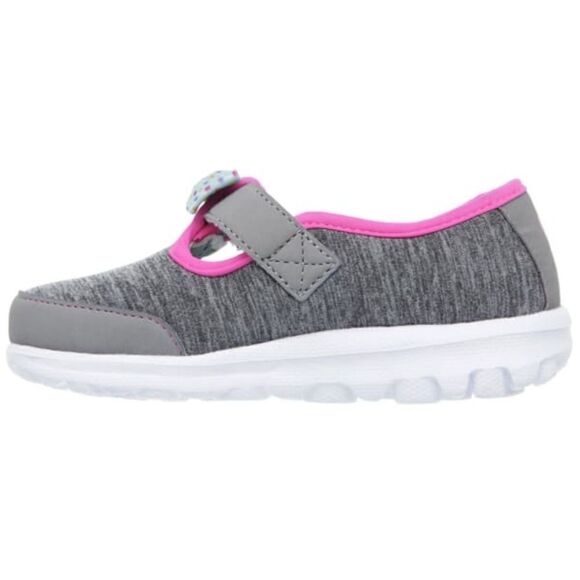 SKECHERS Girl's Gray-Pink GoWalk Bitty Bow Shoes - Picture 3 of 11
